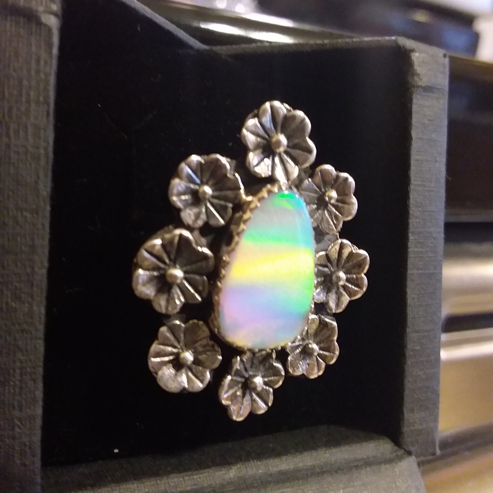 New Cotton candy Galaxy Opal ring size 7